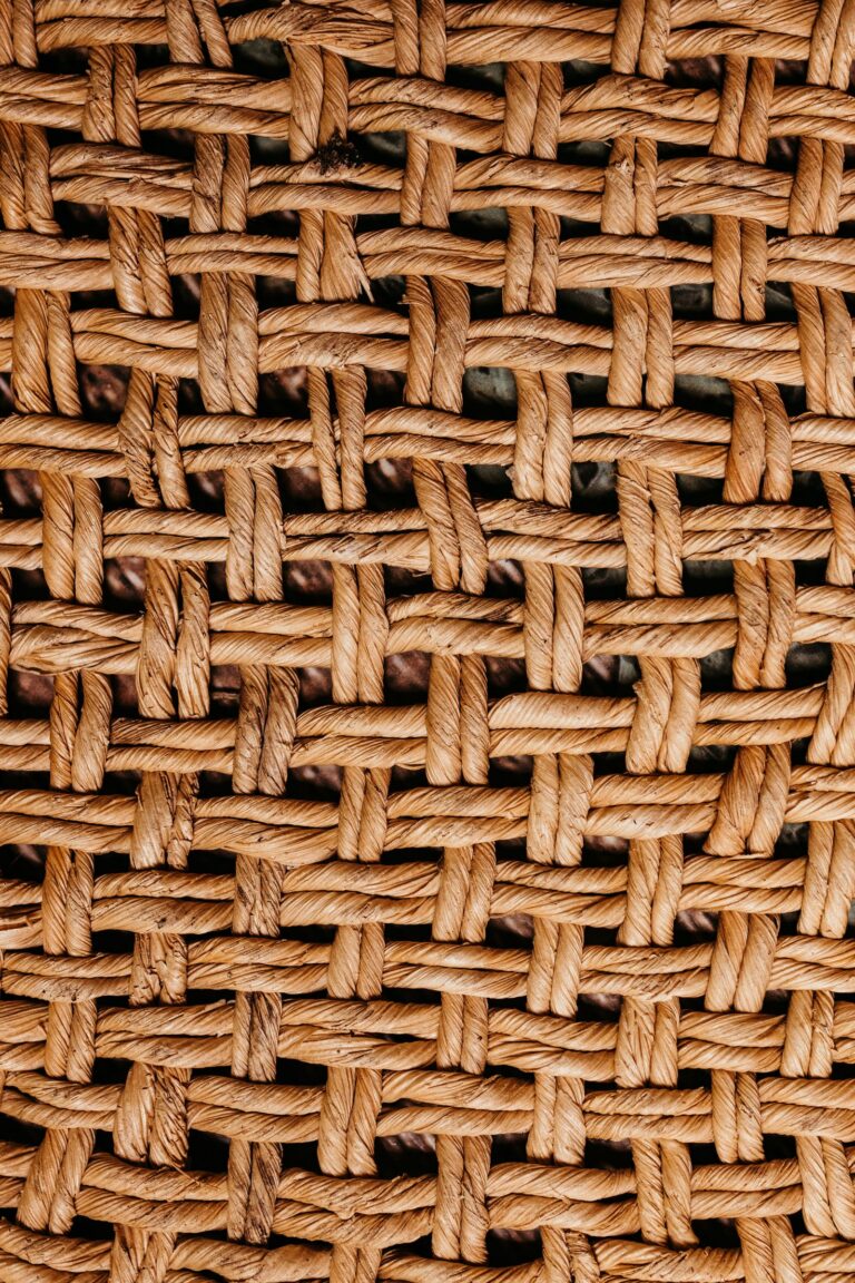 Close-up of a handwoven natural fibre weave
